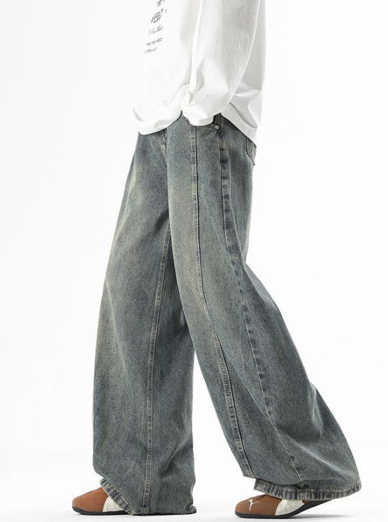 Japanese Brand American retro washed patchwork curved jeans for men Size US 32 / EU 48 - 5 Thumbnail