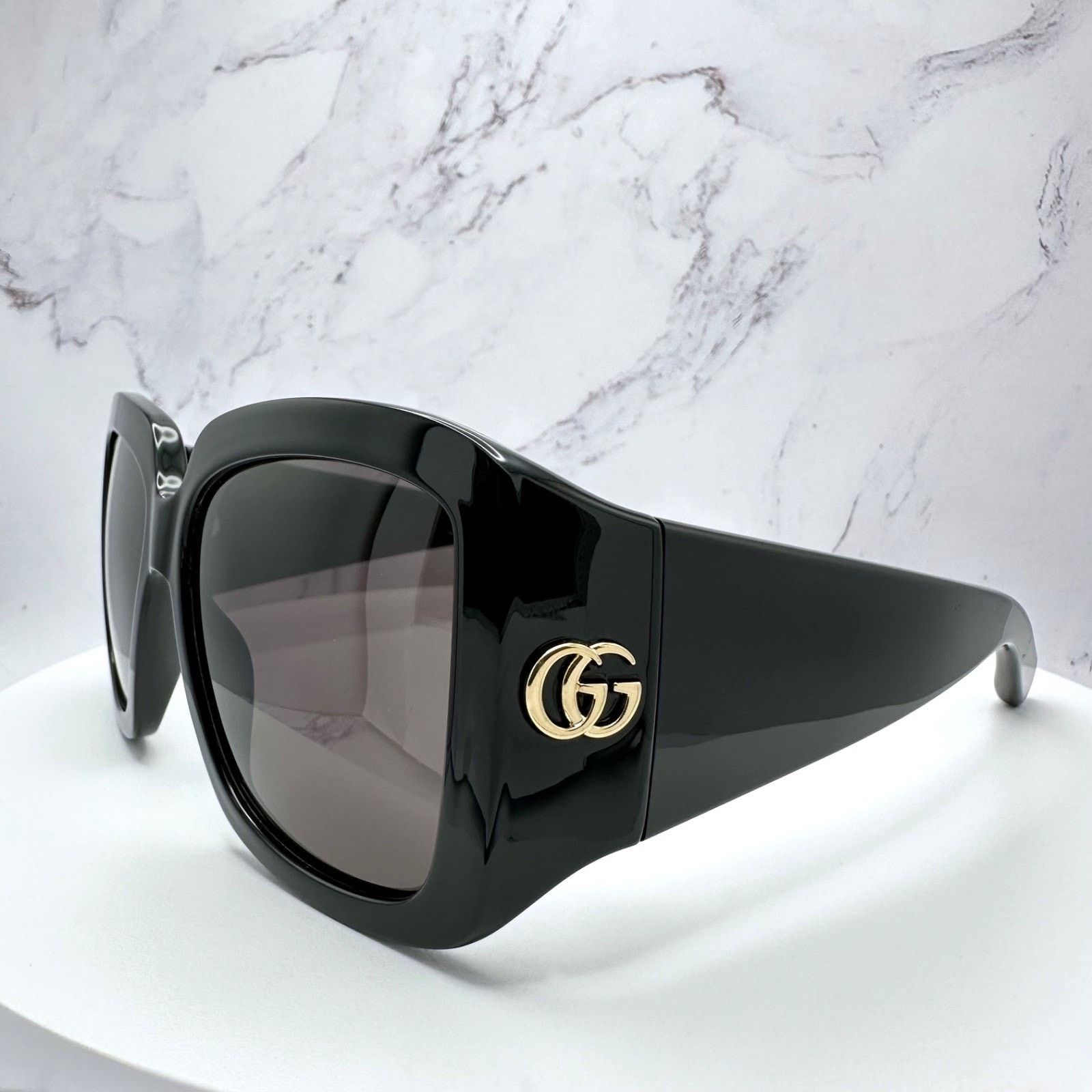 Gucci New GUCCI Sunglasses Wrap Square Black Gold Metal Authentic Size ONE SIZE - 8 Thumbnail
