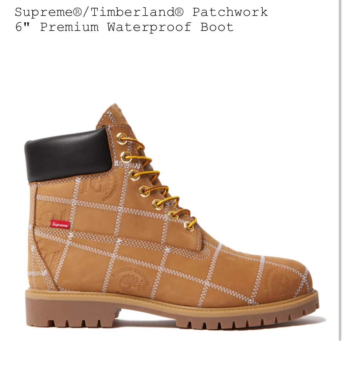 Supreme × Timberland SUPREME Timberland Patchwork 6” Waterproof Boot Wheat 11.5 Size US 11.5 / EU 44-45 - 6 Thumbnail