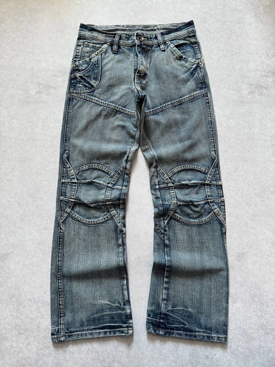 Japanese Brand Japanese Faded Double Knee Flared Y2k Distressed Jeans Size US 28 / EU 44 - 1 Thumbnail