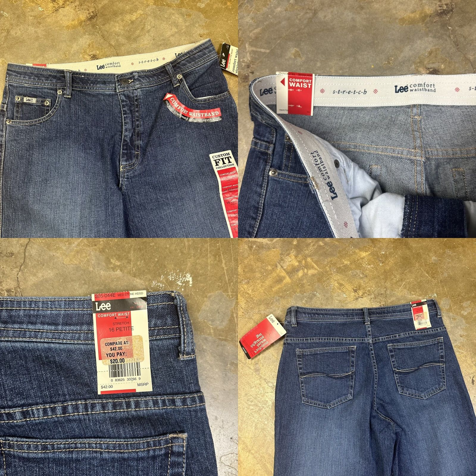 Lee Lee Womens Blue Denim Straight Leg Stretch Jeans 16P Comfort Waistband 32x28 Size 38" / US 16 / IT 52 - 8 Thumbnail