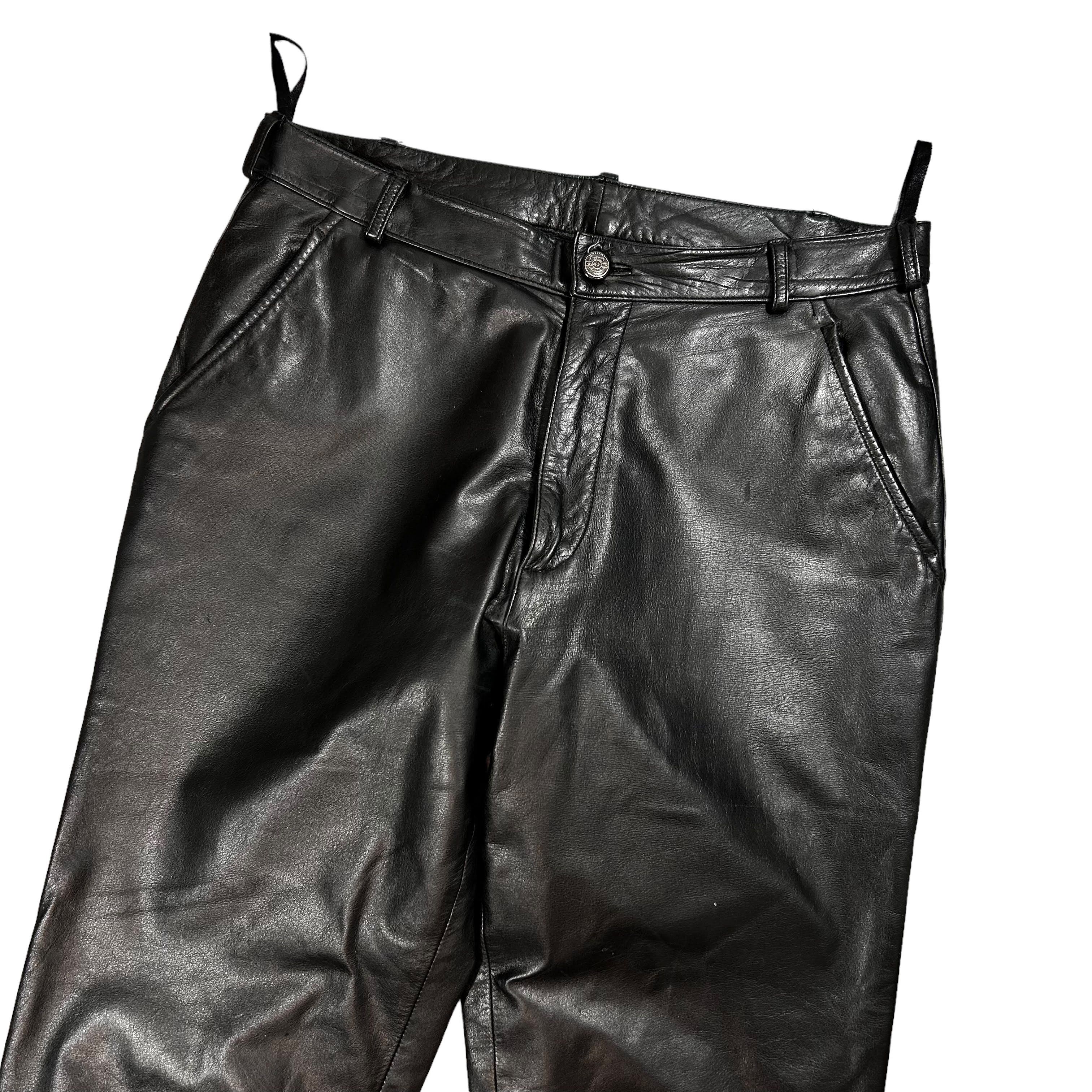Genuine Leather × Vintage Vintage Black Geniune Leather Regular Straight Pants 33 Size US 32 / EU 48 - 3 Thumbnail
