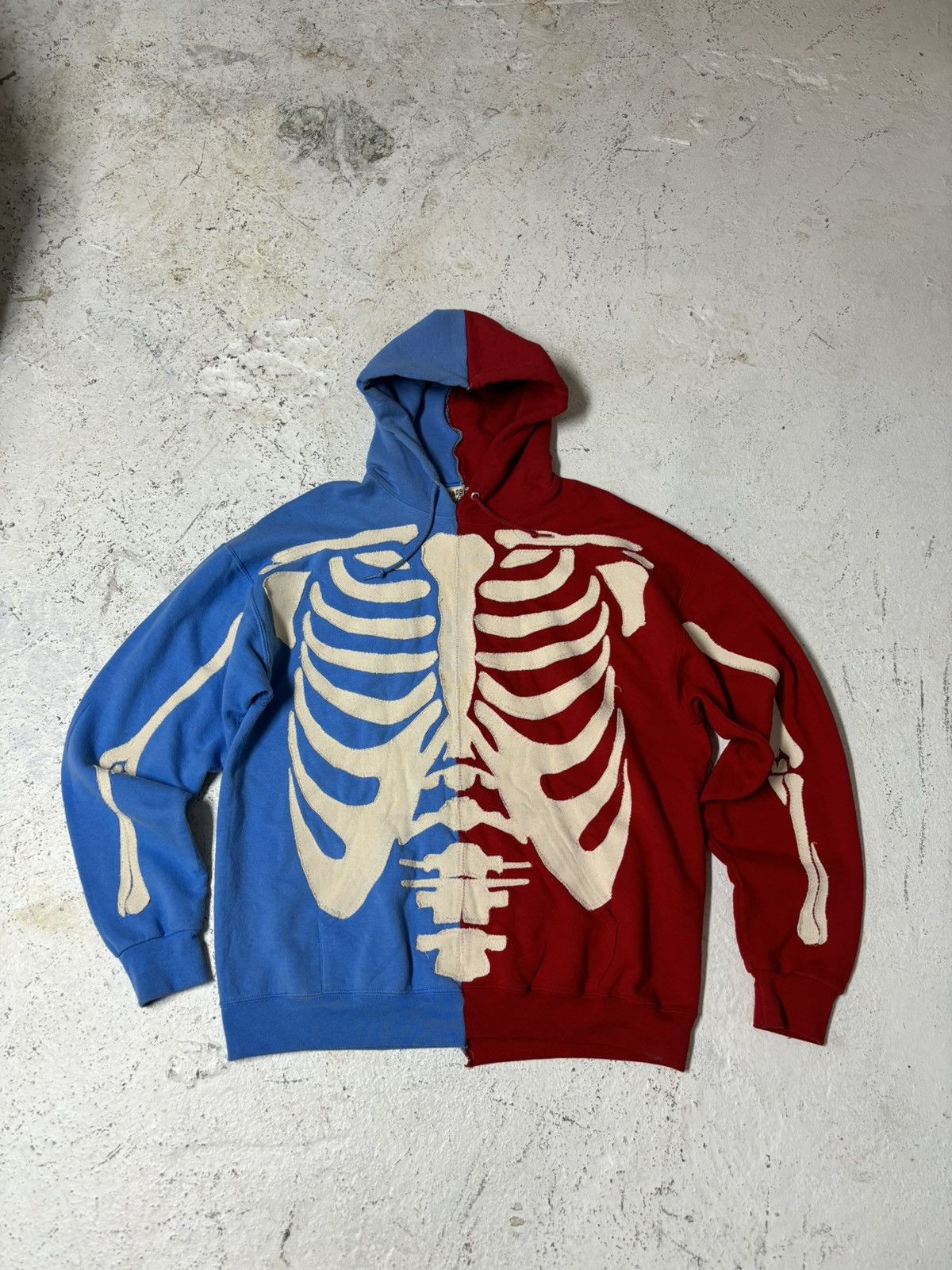 Japanese Brand Dead by Sam custom split skeleton hoodie Size US XL / EU 56 / 4 - 1 Thumbnail