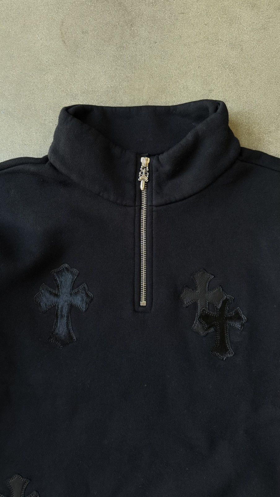 Chrome Hearts RARE!Chrome Hearts Cross Patch Quarter Zip Sweatshirt Size US M / EU 48-50 / 2 - 2 Thumbnail