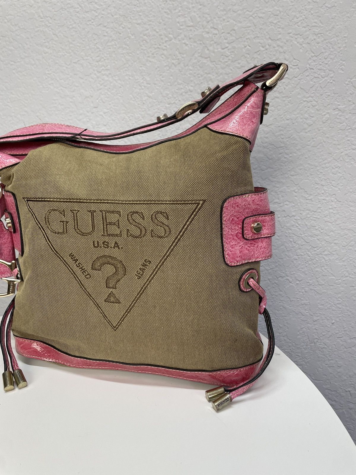 Guess Rare Y2K Vintage Guess Pink Baguette Shoulder Bag Denim Size ONE SIZE - 4 Thumbnail