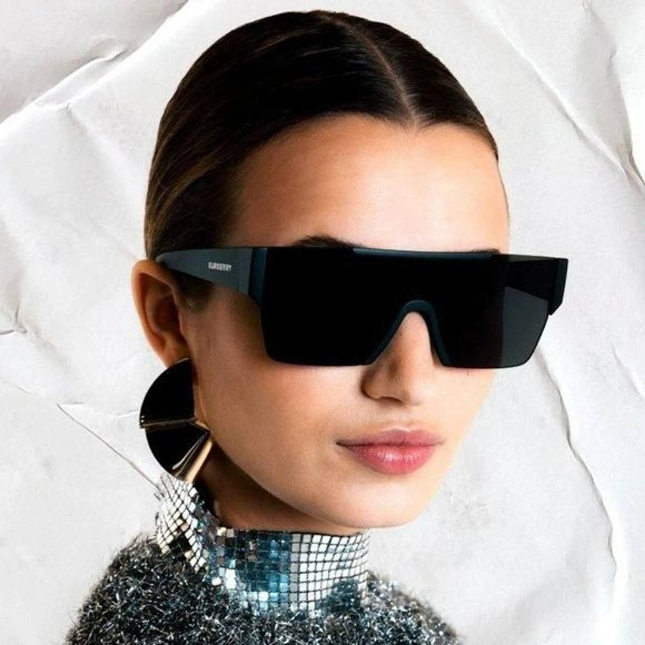 Burberry Burberry BE4291 3464/87 Shield Sunglasses Matte Black Frame Size ONE SIZE - 2 Thumbnail
