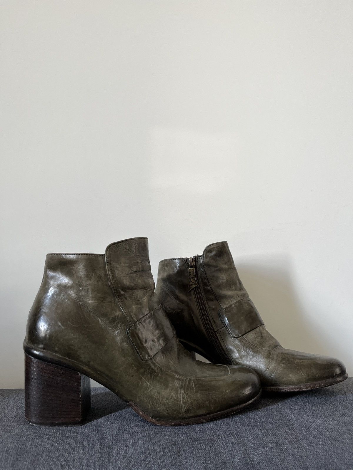 A.S.98 La Bottega di Lisa Ancle Avant Garde Green Leather Boots Size US 9 / IT 39 - 9 Thumbnail