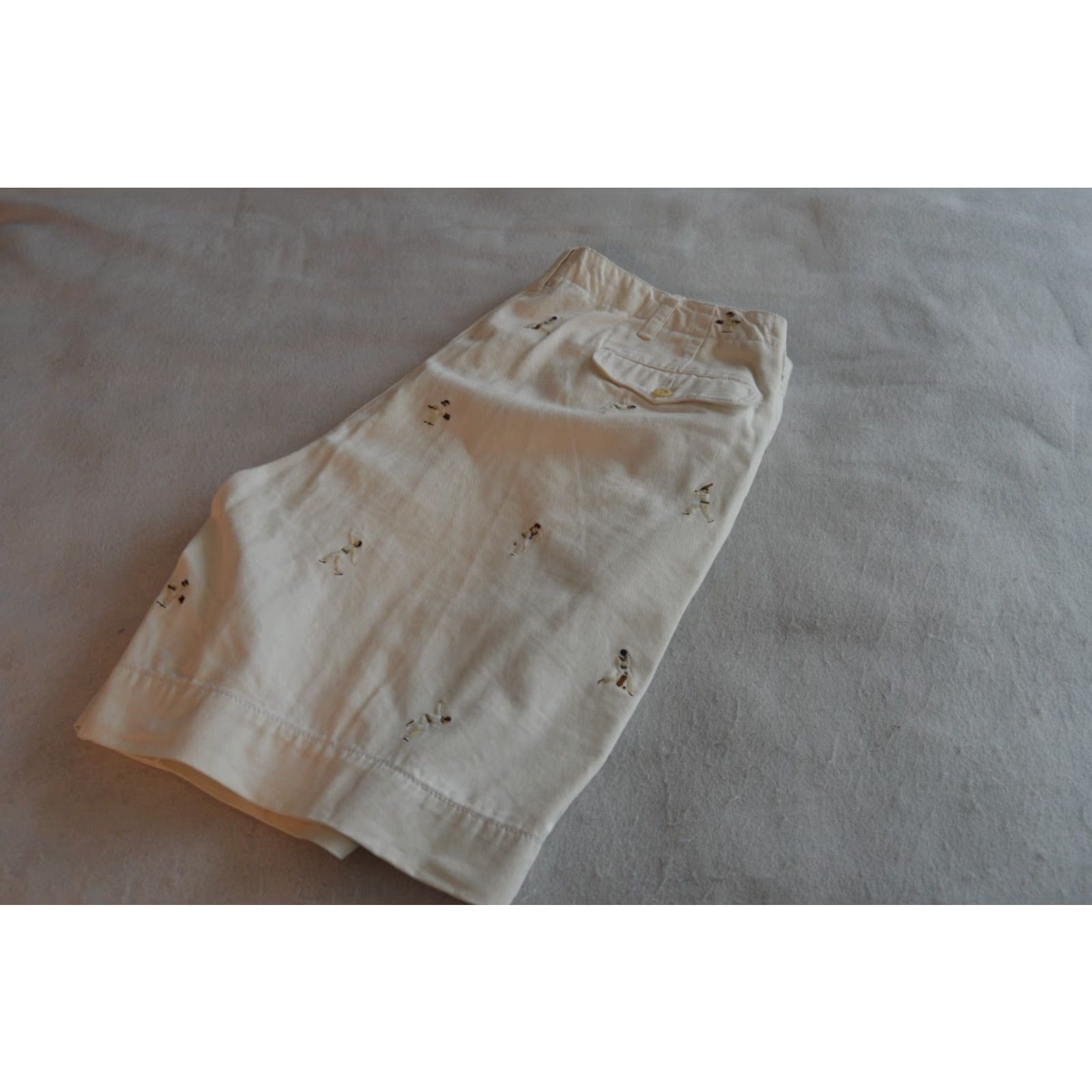 Polo Ralph Lauren VINTAGE Polo Ralph Lauren Mens Chino Shorts Embroidered Sports Players 40 White Cotton Spandex Canvas Flat Front Classic Fit Casual Travel Size US L / EU 52-54 / 3 - 3 Thumbnail
