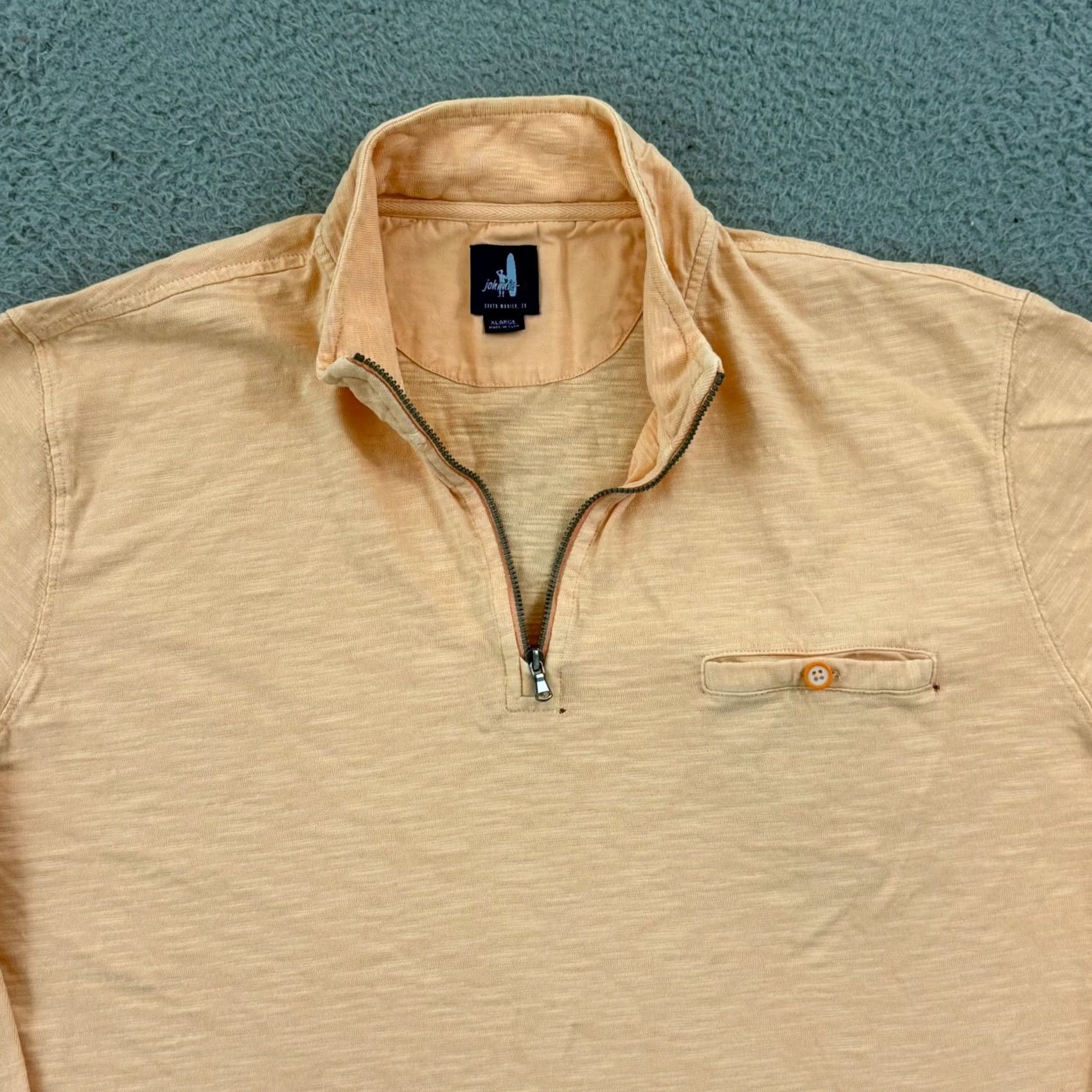 johnnie-O johnnie-O Shirt Mens XL Peach Long Sleeve 1/4 Zip Pocket Surf Pullover Preppy Size US XL / EU 56 / 4 - 4 Thumbnail