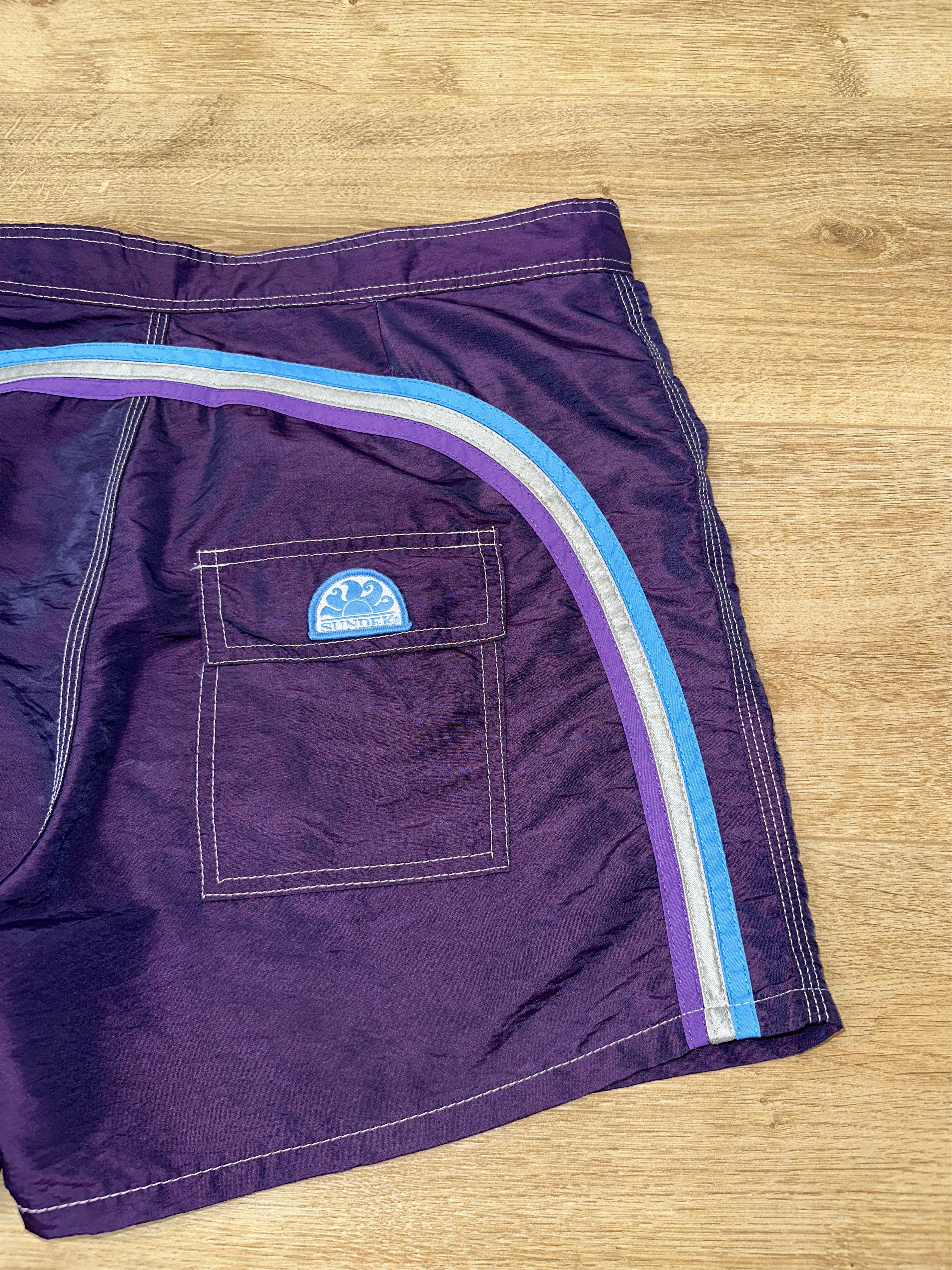 Sundek Sundek Vintage Swim Shorts Rainbow Stripes Purple Size 36 Size US 36 / EU 52 - 2 Thumbnail