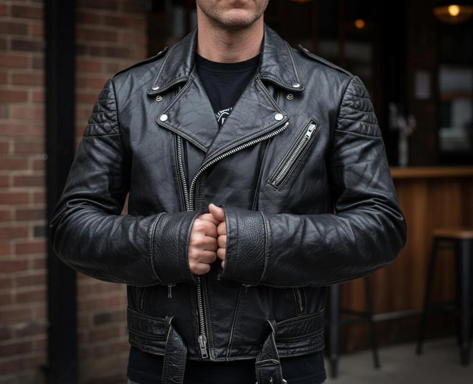 Other Revolution Canada 1980s Perfecto Biker Jacket Men Leather 44 Size US L / EU 52-54 / 3 - 11 Thumbnail