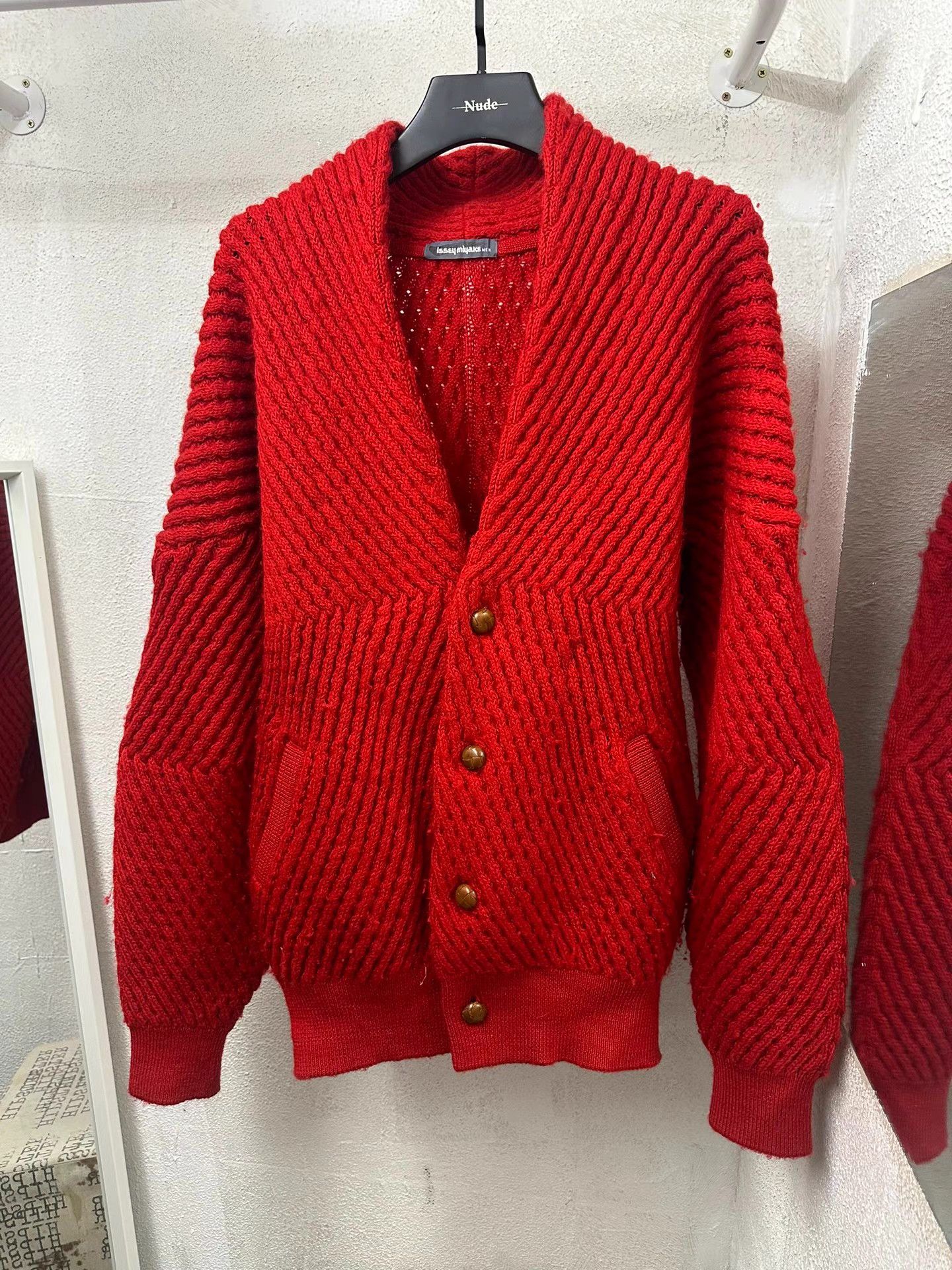 Issey Miyake issey miyake 90S Red Shawl Collar Cardigan K20 Size M / US 6-8 / IT 42-44 - 1 Thumbnail