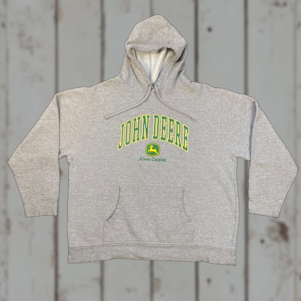 John Deere VINTAGE John Deere Hoodie College Style Hooded Sweater Heather Gray XL Spellout Size US XL / EU 56 / 4 - 1 Thumbnail