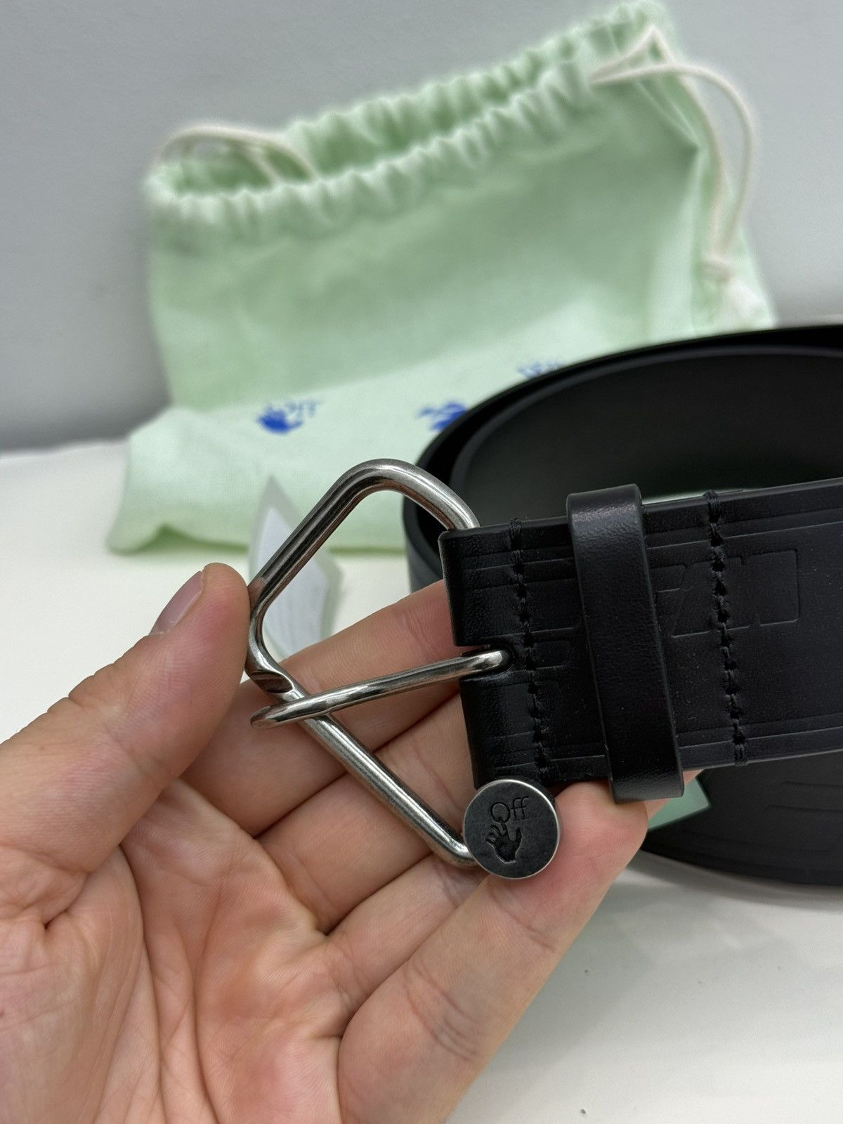 Off-White Off-White Nail Buckle Leather Belt Size 34 - 3 Thumbnail