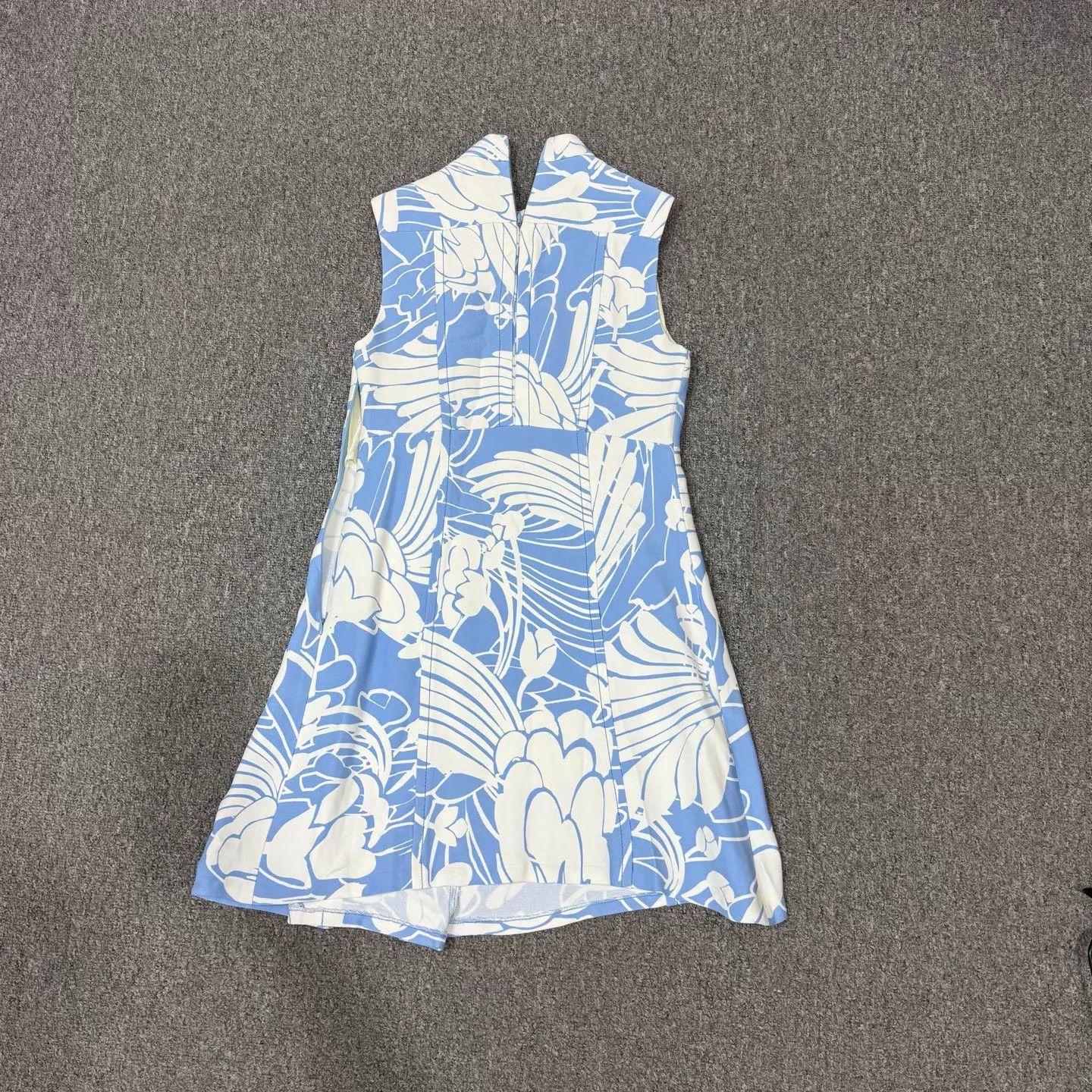 Miu Miu MIU MIU White Floral Blue Crystal Collar Dress 38 Size XS / US 0-2 / IT 36-38 - 2 Thumbnail