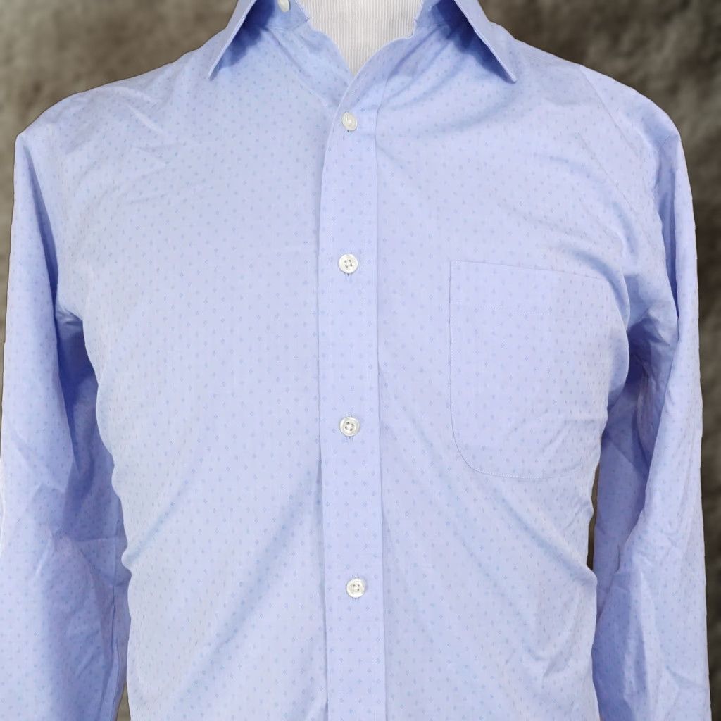 Brooks Brothers BROOKS BROTHERS REGENT NON-IRON BLUE DRESS SHIRT MEN'S 16.5 LONG SLEEVE COTTON ARGYLE Size 42R - 1 Thumbnail