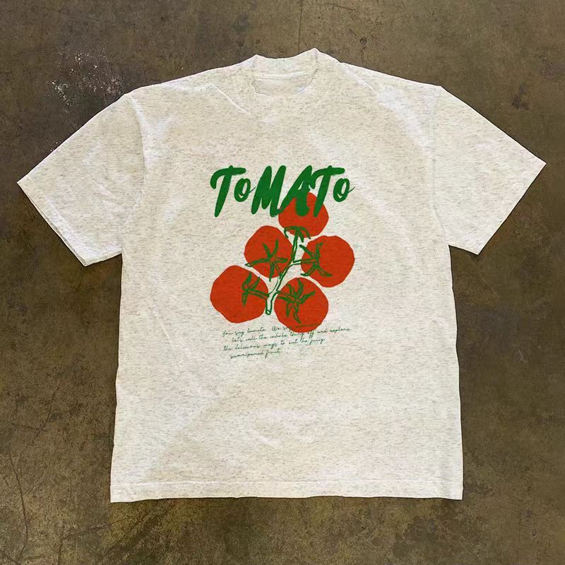 Vintage Grey casual retro tomato print t-shirt Size US M / EU 48-50 / 2 - 1 Thumbnail