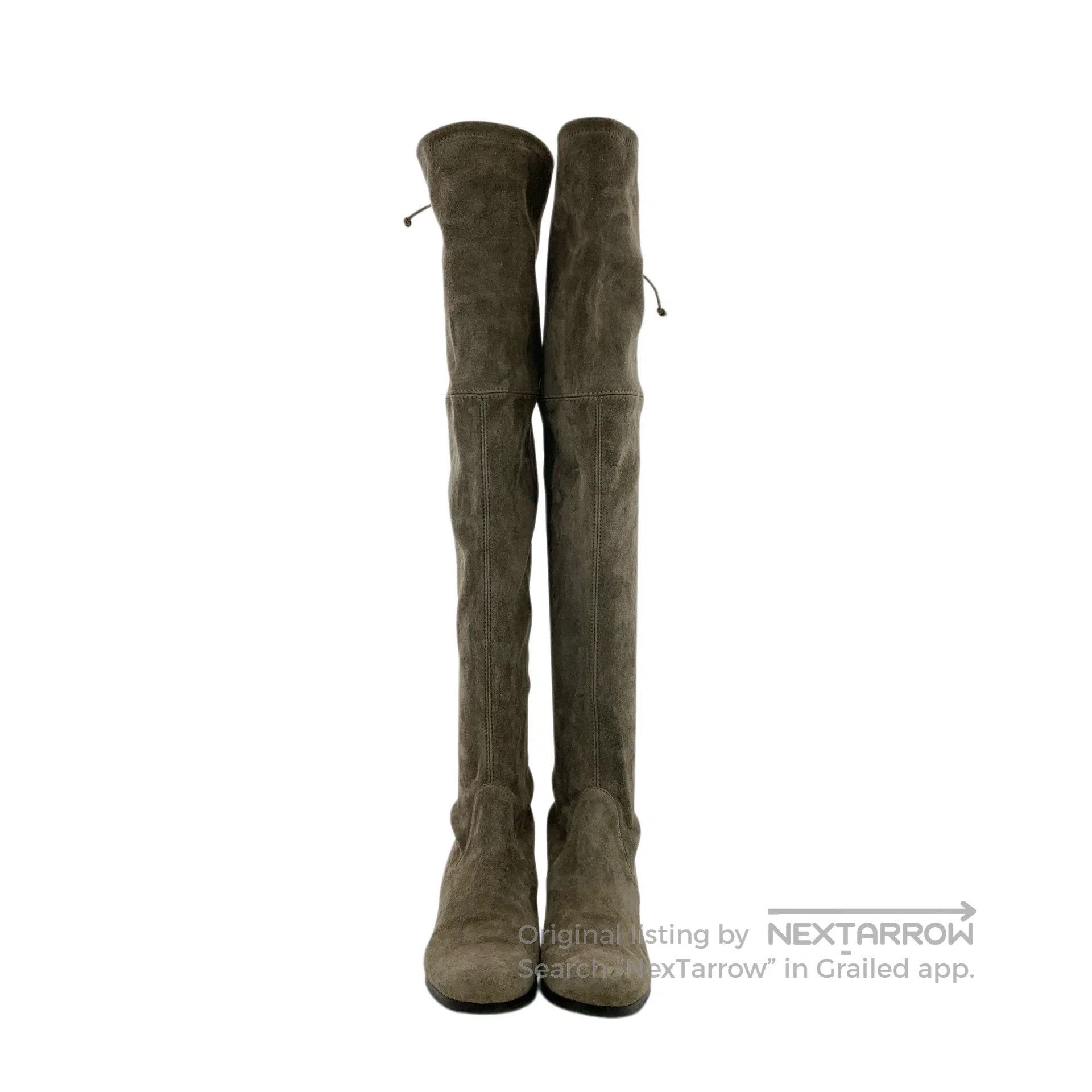 Swarovski SW Brown suede round toe thick heel high boots| Size US 5.5 / IT 35.5 - 3 Thumbnail