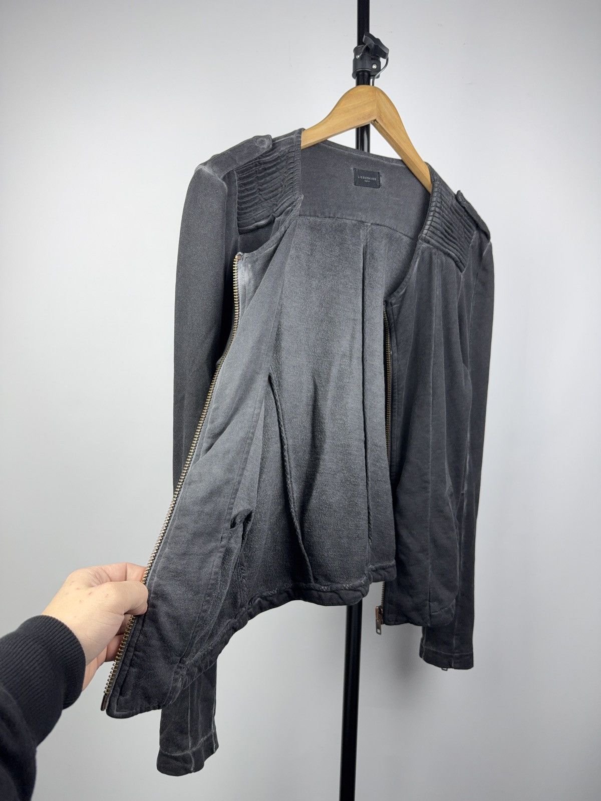 LIEBESKIND BERLIN Avant Garde Gothic Liebeskind Berlin Gray Moto Zip Jacket Size M / US 6-8 / IT 42-44 - 10 Thumbnail