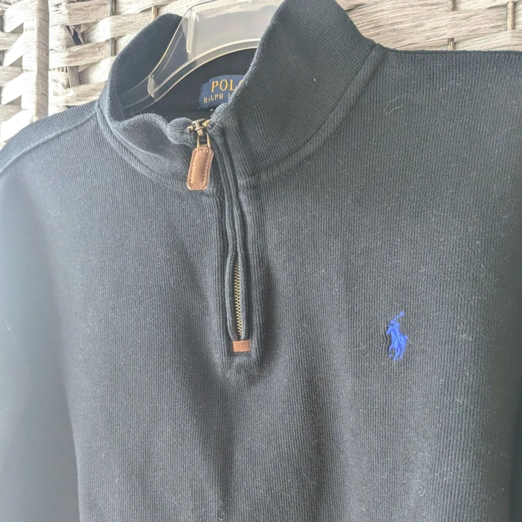 Polo Ralph Lauren Polo Ralph Lauren Sweater Black Cotton Knit Mens L Quarter Zip Pullover Size US L / EU 52-54 / 3 - 2 Thumbnail