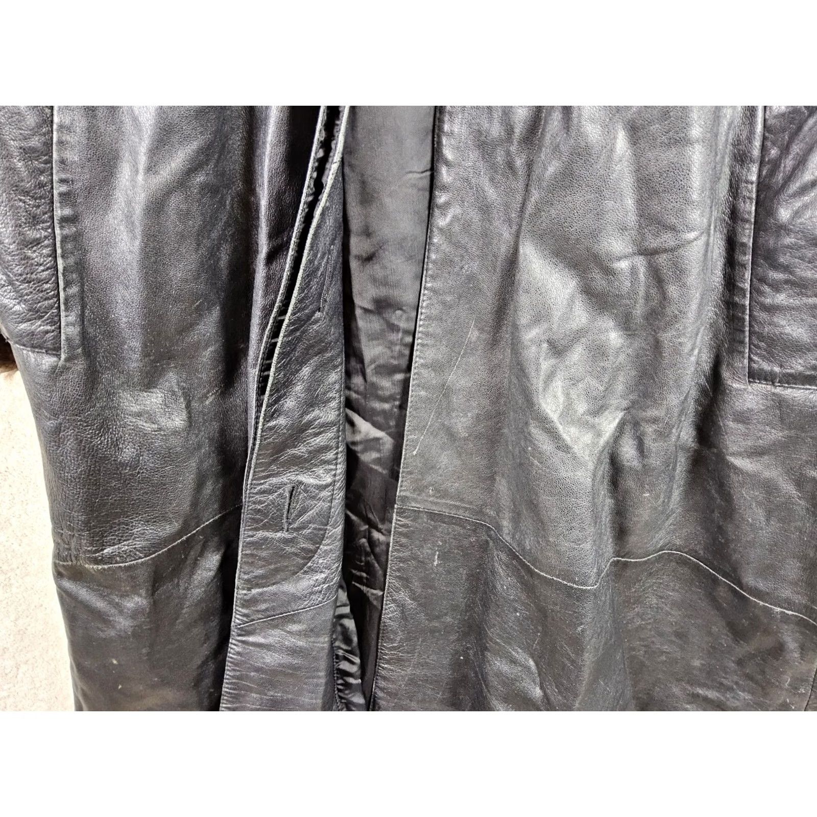 Vintage Rallee Women's Leather Trench Coat Fox Fur Trim Size L Size L / US 10 / IT 46 - 4 Thumbnail