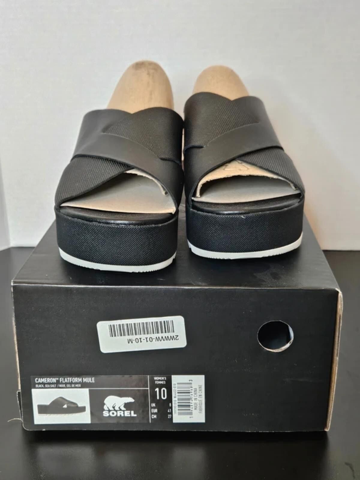 SOREL SOREL Women's Cameron Flatform Mule Sandals Black, Size 10 Size US 10 / IT 40 - 1 Thumbnail