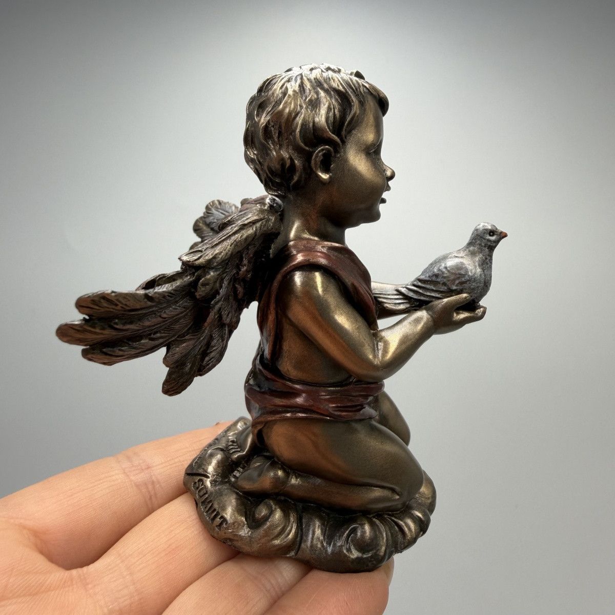 Other Cupid Angel with Dove Statue Bronze Finish Figurine Size ONE SIZE - 7 Thumbnail