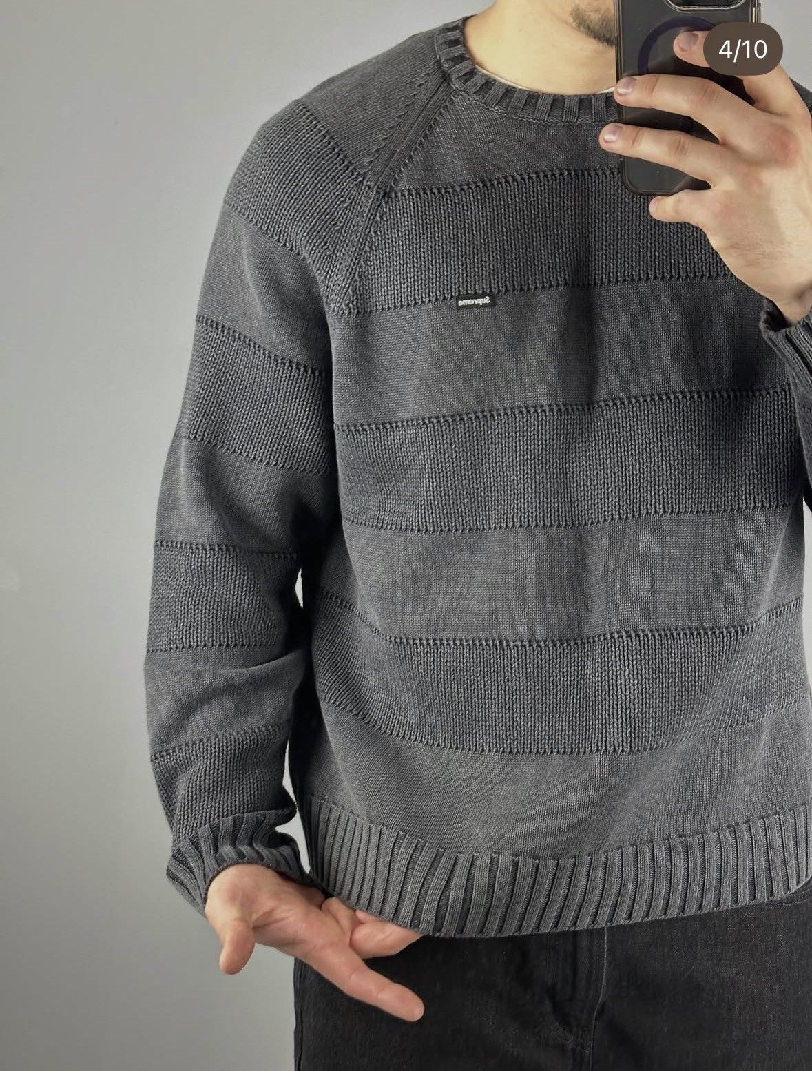 Supreme Supreme garment dyed knitted sweater mens grey Size US M / EU 48-50 / 2 - 3 Thumbnail