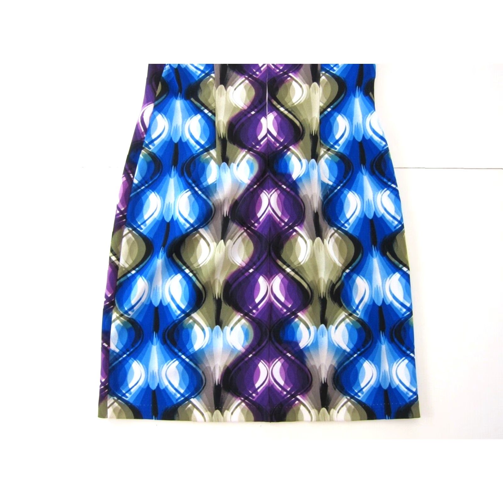 Vintage Connected Apparel Blue Purple White Geometric Stretch Sheath Tank Dress Women 12 Size XL / US 12-14 / IT 48-50 - 6 Thumbnail