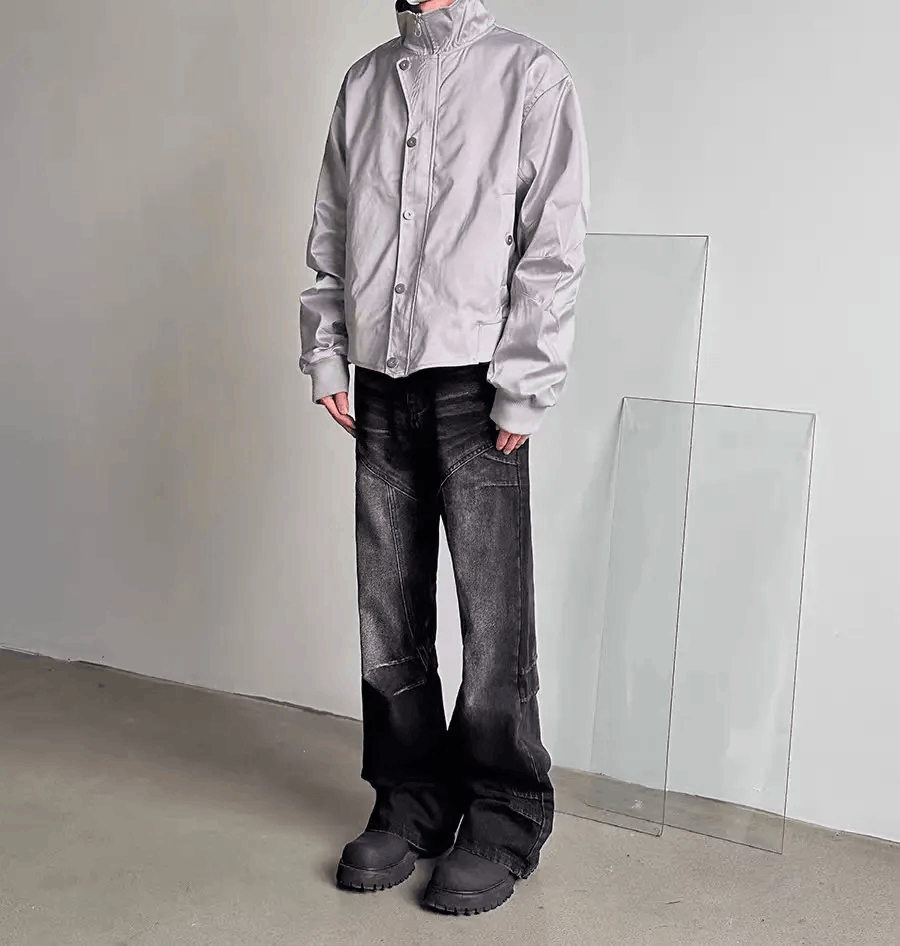 Japanese Brand × Jean Street vintage washed black cracked wide leg jeans Size US 34 / EU 50 - 5 Thumbnail