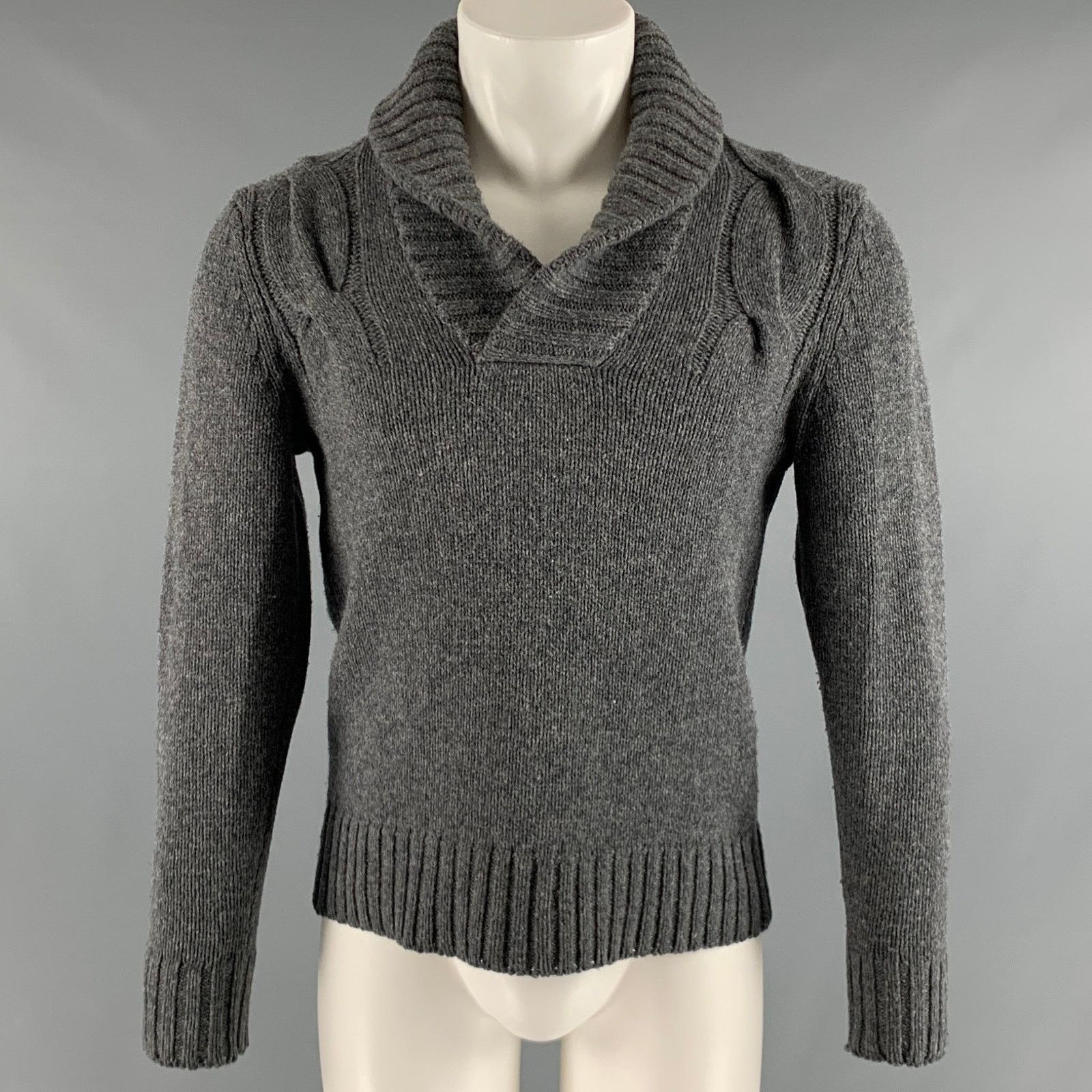 Onassis ONASSIS Size S Grey Wool Shawl Collar Sweater Size US S / EU 44-46 / 1 - 1 Thumbnail