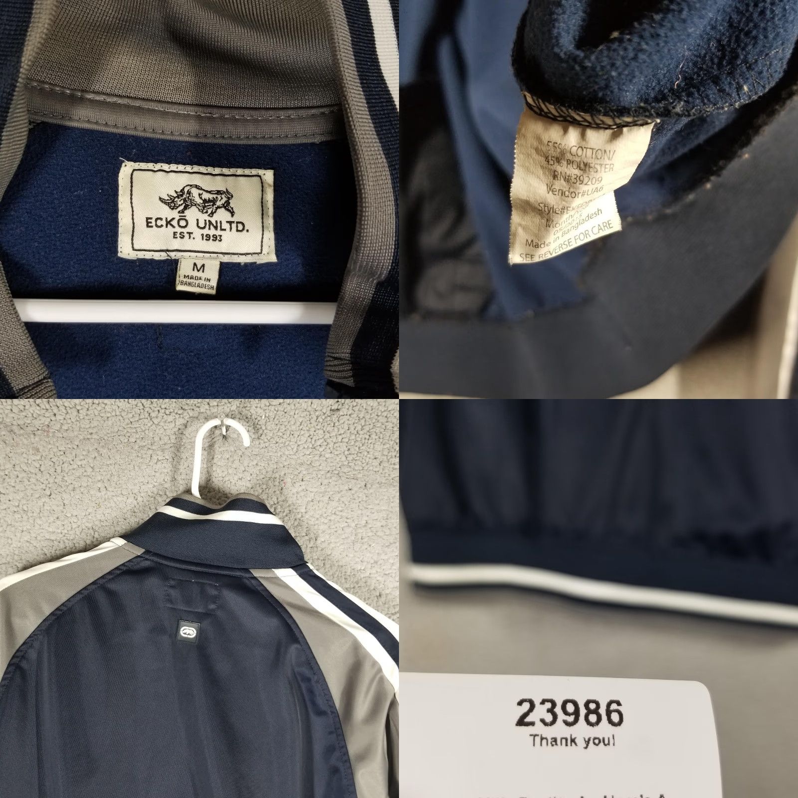 Ecko Unltd. Ecko Unltd Jacket Mens Medium Blue Gray Full Zip Track Athletic Streetwear Rhino Size US M / EU 48-50 / 2 - 8 Thumbnail