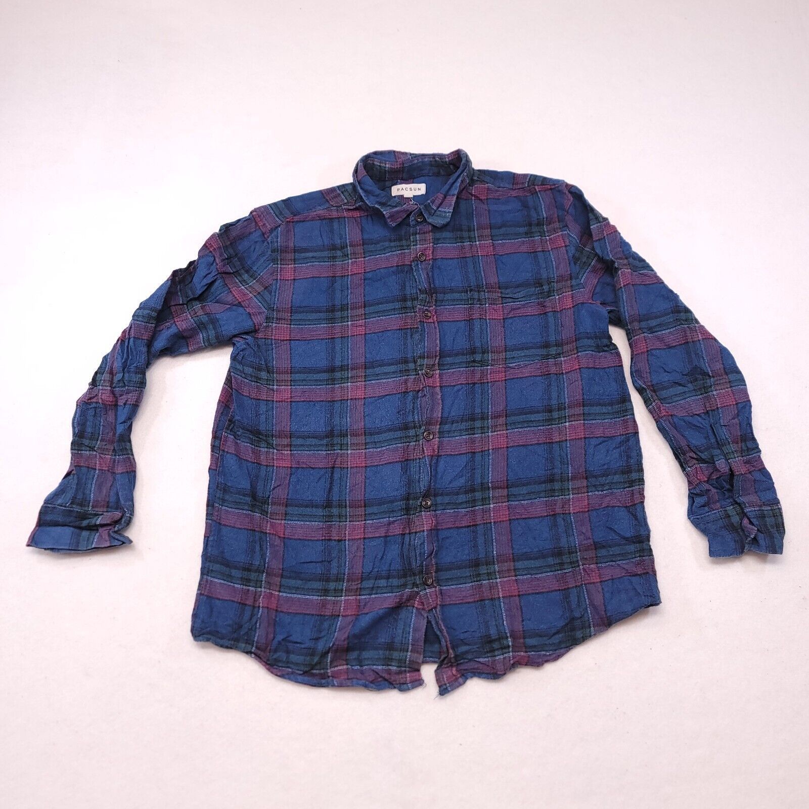 Pacsun PacSun Madras Flannel Button Up Shirt Mens Size Large L Blue Size US L / EU 52-54 / 3 - 2 Thumbnail