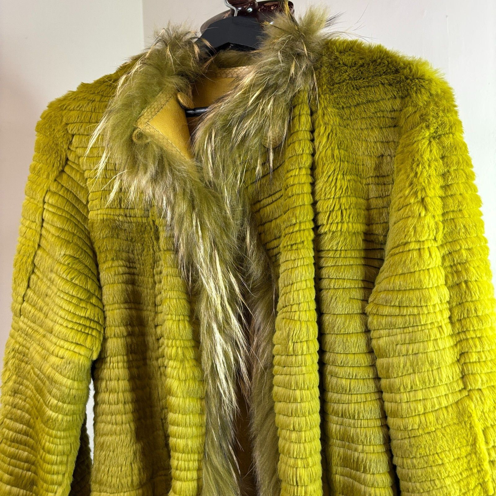 Other Rizal Reversible Fur Coat Olive Green 100% Rabbit Fox Fur & Size M / US 6-8 / IT 42-44 - 18 Thumbnail