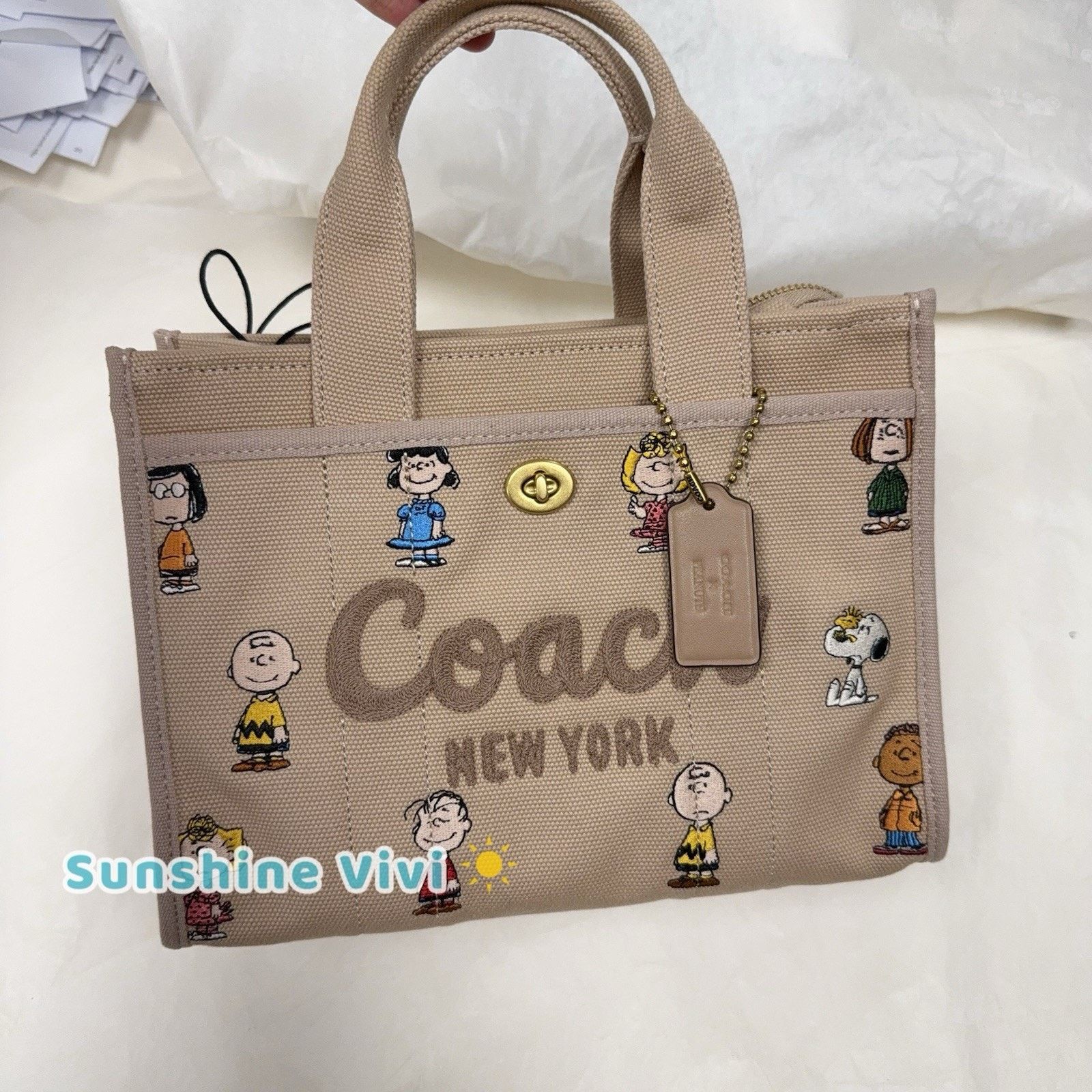 Coach NWT Limited COACH x PEANUTS Cargo Tote Bag 26 CBH43 Canvas Size ONE SIZE - 1 Thumbnail