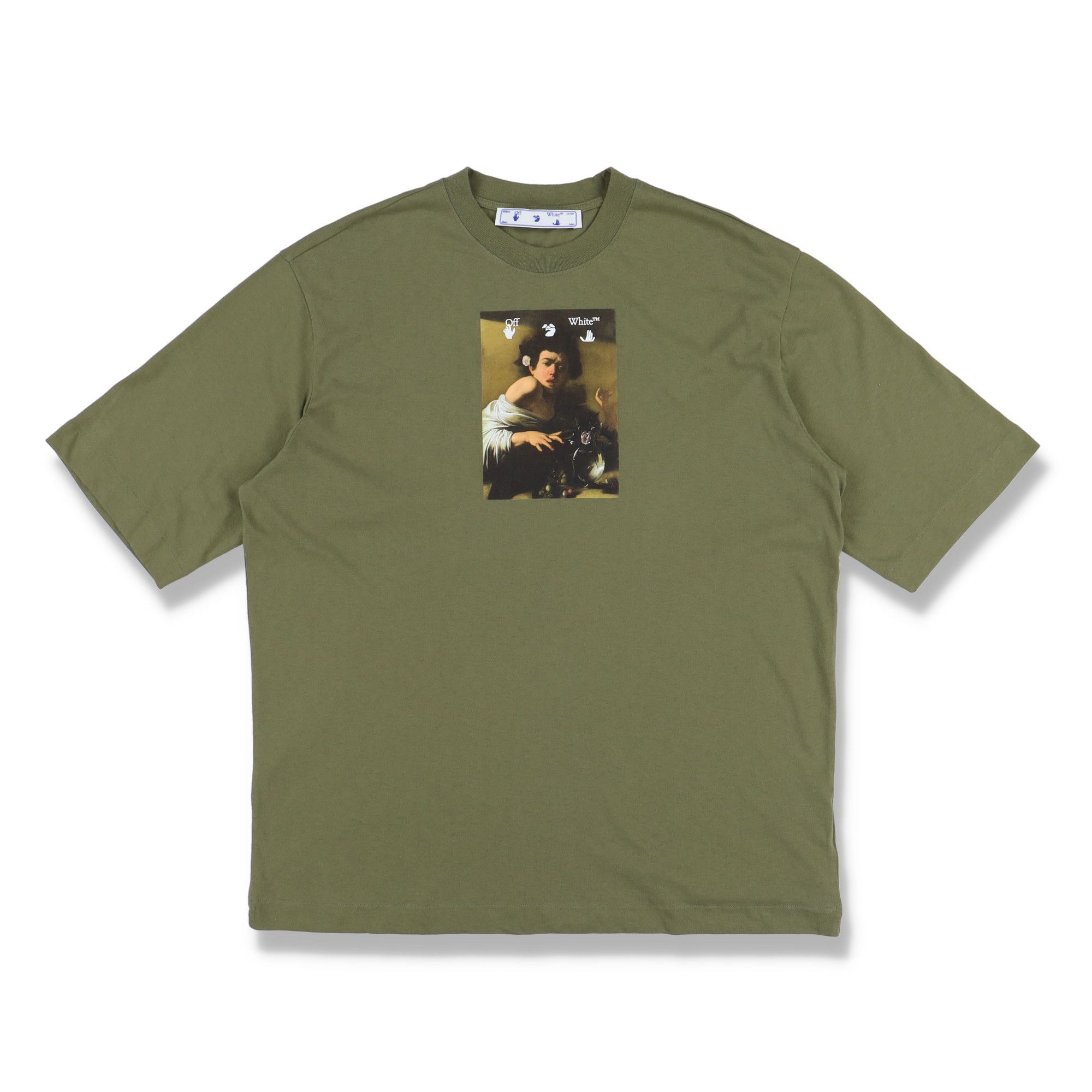 Off-White Green Caravaggio Boy Skate Oversized T-Shirt Size US XXS / EU 40 - 1 Thumbnail