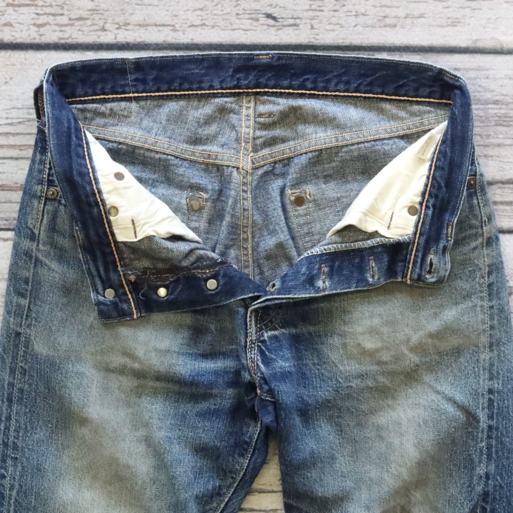 Vintage VINTAGE Heller's Cafe Jeans Selvedge Denim 30 Blue Mens Jeans Vintage 30 Selvedge Denim Jeans Hardwearing 90s? Size US 30 / EU 46 - 4 Thumbnail