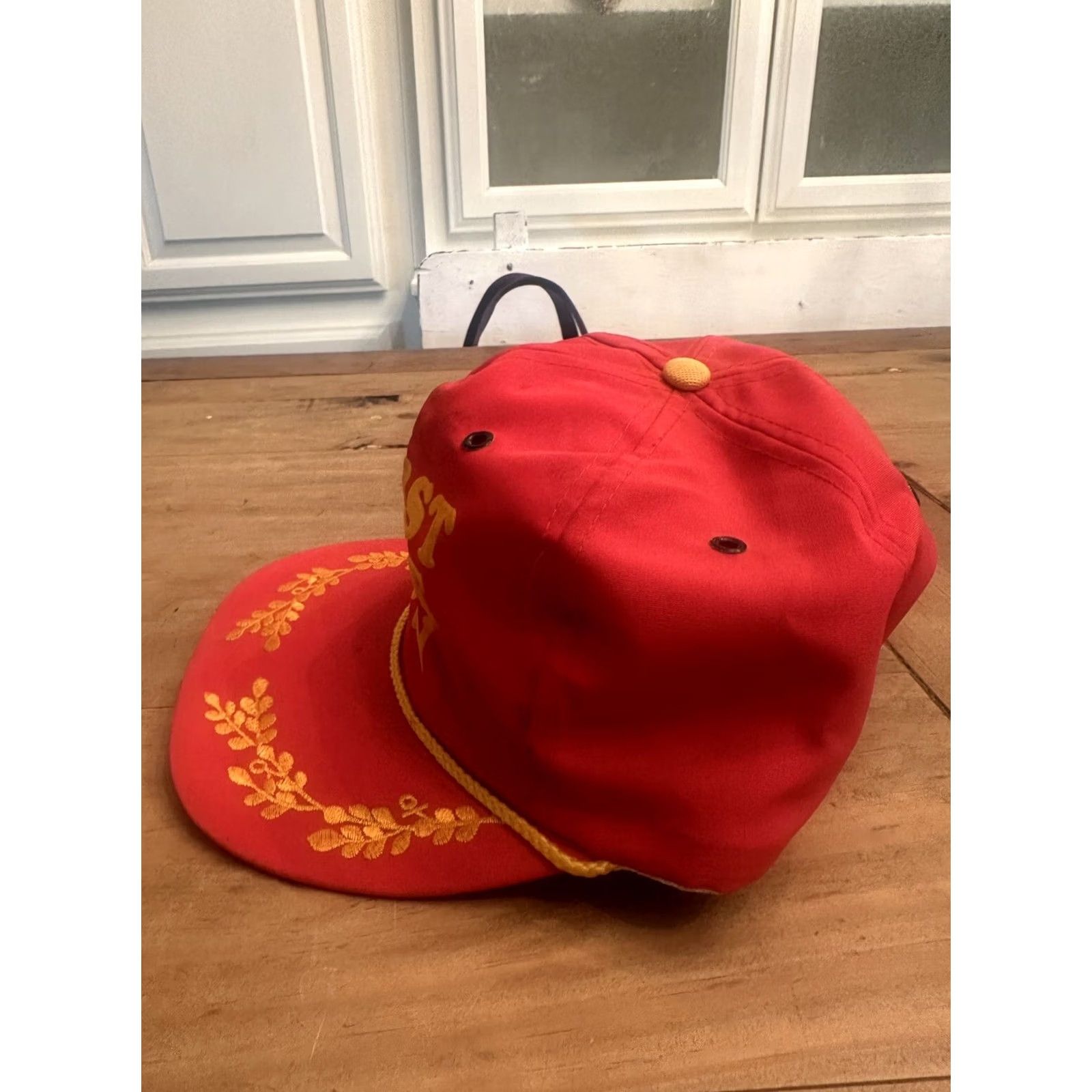Vintage VINTAGE Unbranded Red SnapBack Hat, One Size, Men, Trucker Hat, First Mate Jon Boating Yacht Captain Fishing Boat, Fish, Red Size ONE SIZE - 3 Thumbnail