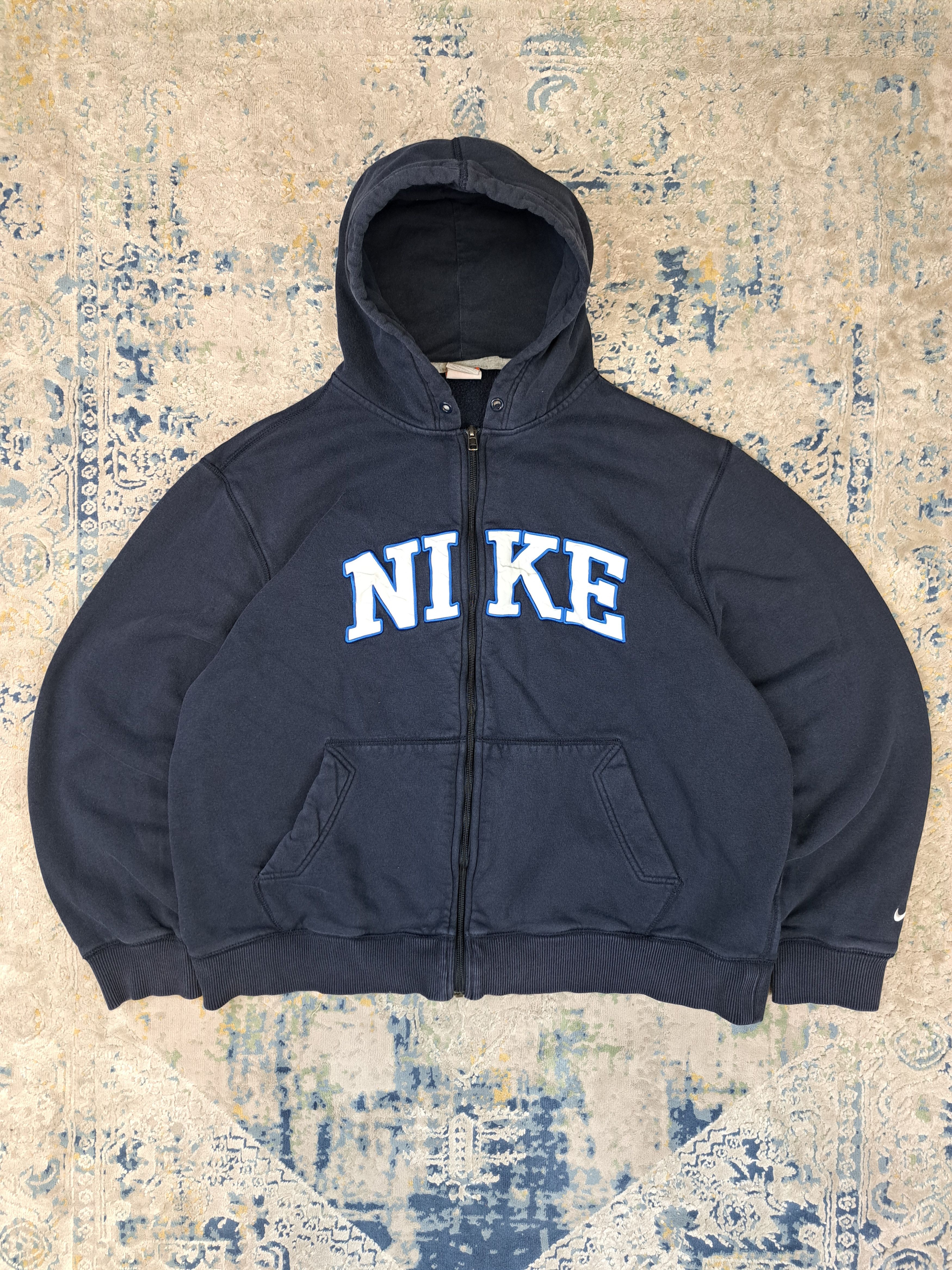 Nike Vintage 00s Nike Cropped Boxy Hoodie Spellout Logo Zip Up Size US XL / EU 56 / 4 - 1 Thumbnail