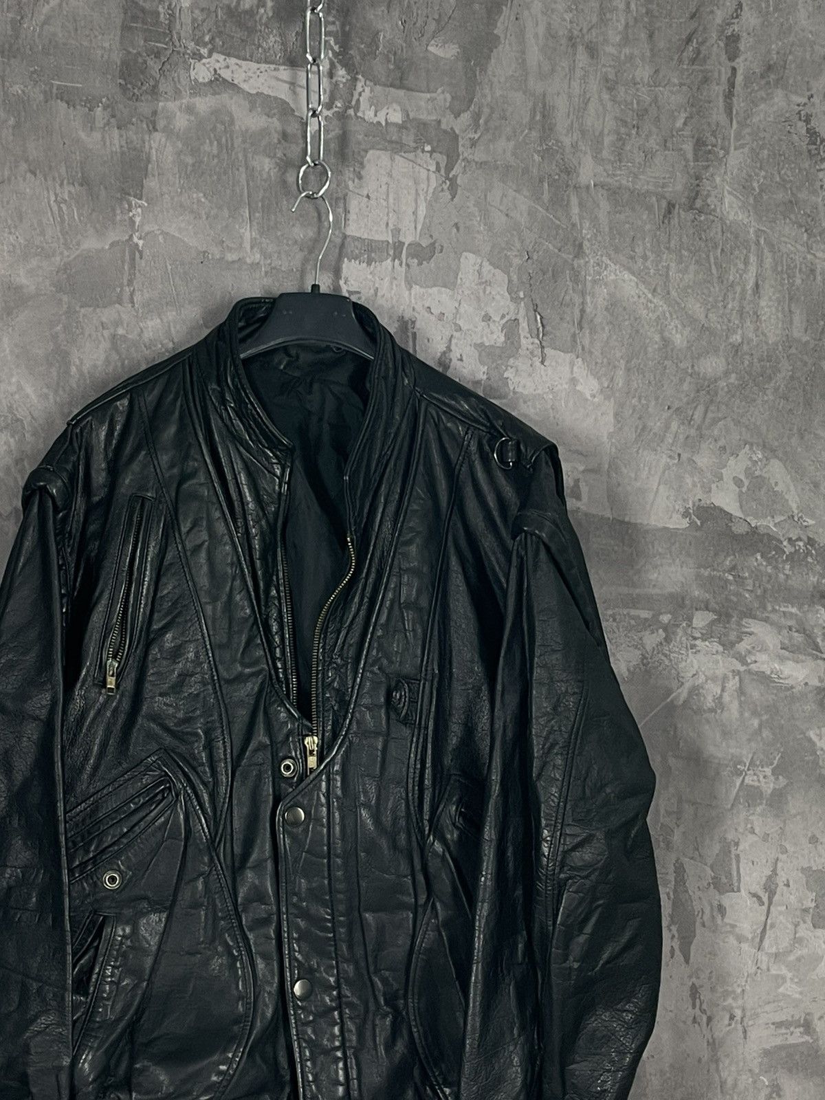 Japanese Brand × Vintage Vintage Leather Jacket Biker Ramones Black Genuine Trucker Size US M / EU 48-50 / 2 - 4 Thumbnail