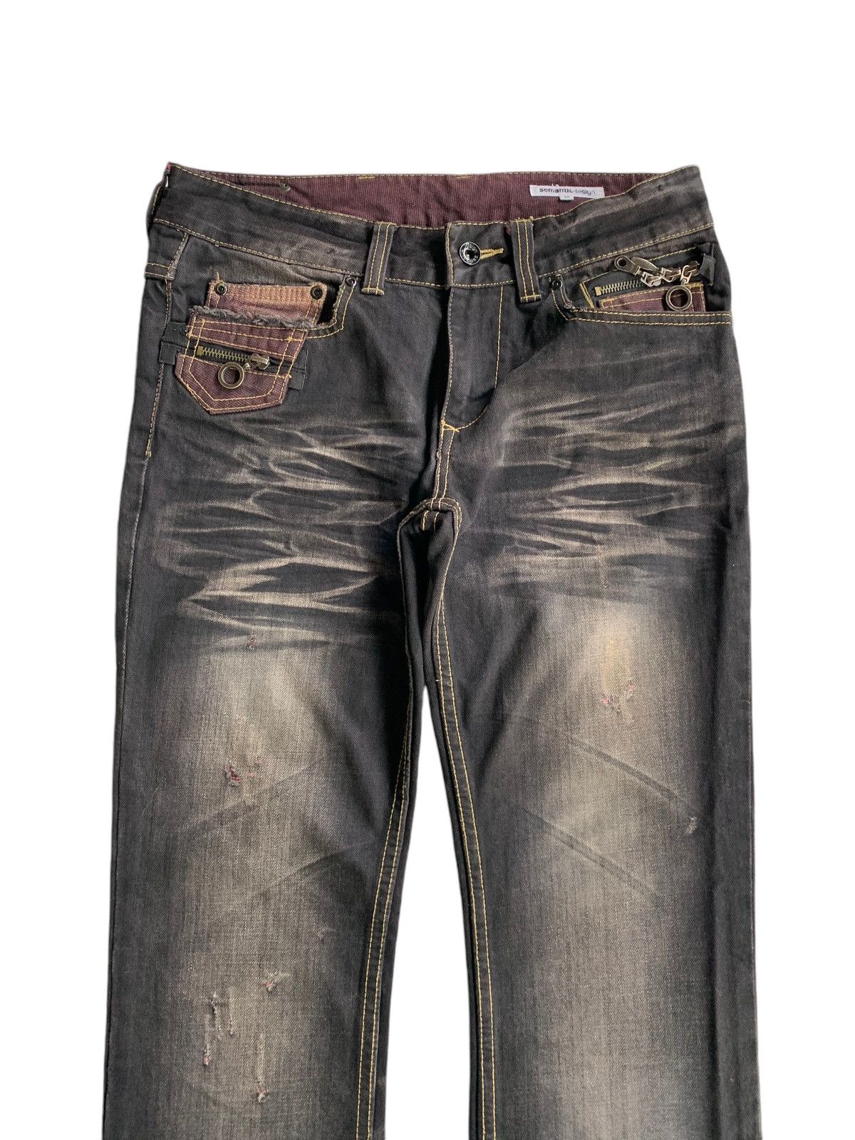 semanticdesign FLARE💥 SEMANTIC DESIGN PUNK STYLE MUDMAX DISTRESSED DENIM🎌☠️ Size US 31 - 5 Thumbnail