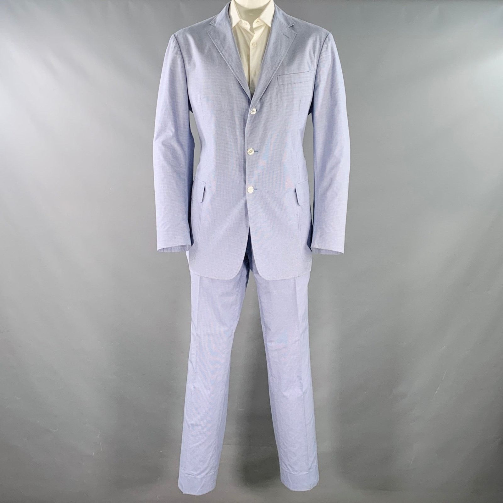 Polo Ralph Lauren POLO by RALPH LAUREN Size XL Blue White Gingham Cotton Suit Size 44R - 2 Thumbnail