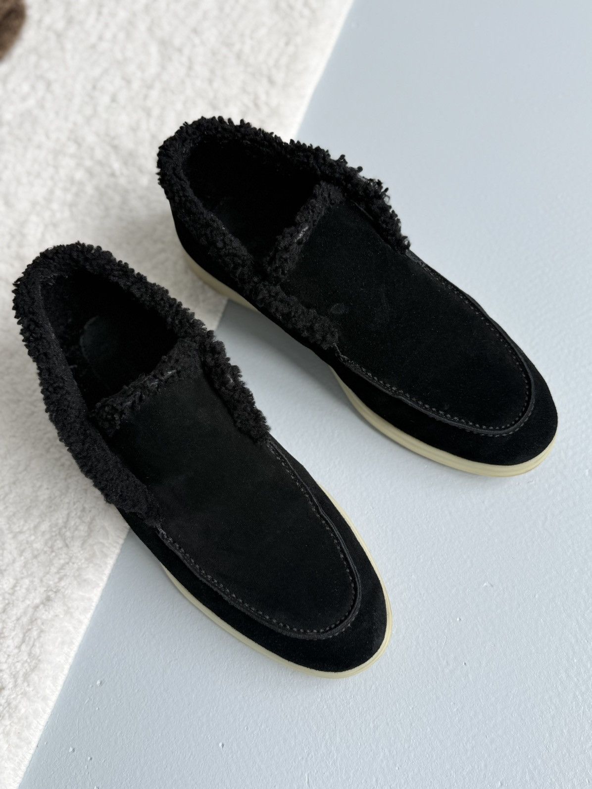 Loro Piana Loro Piana Open Walk Suede Shearling Loafers Black Size US 10 / EU 43 - 6 Thumbnail