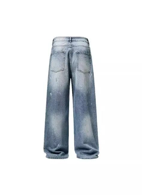 Japanese Brand Fujita x Fuka Washed ink-splashed loose straight baggy jeans Size US 32 / EU 48 - 5 Thumbnail