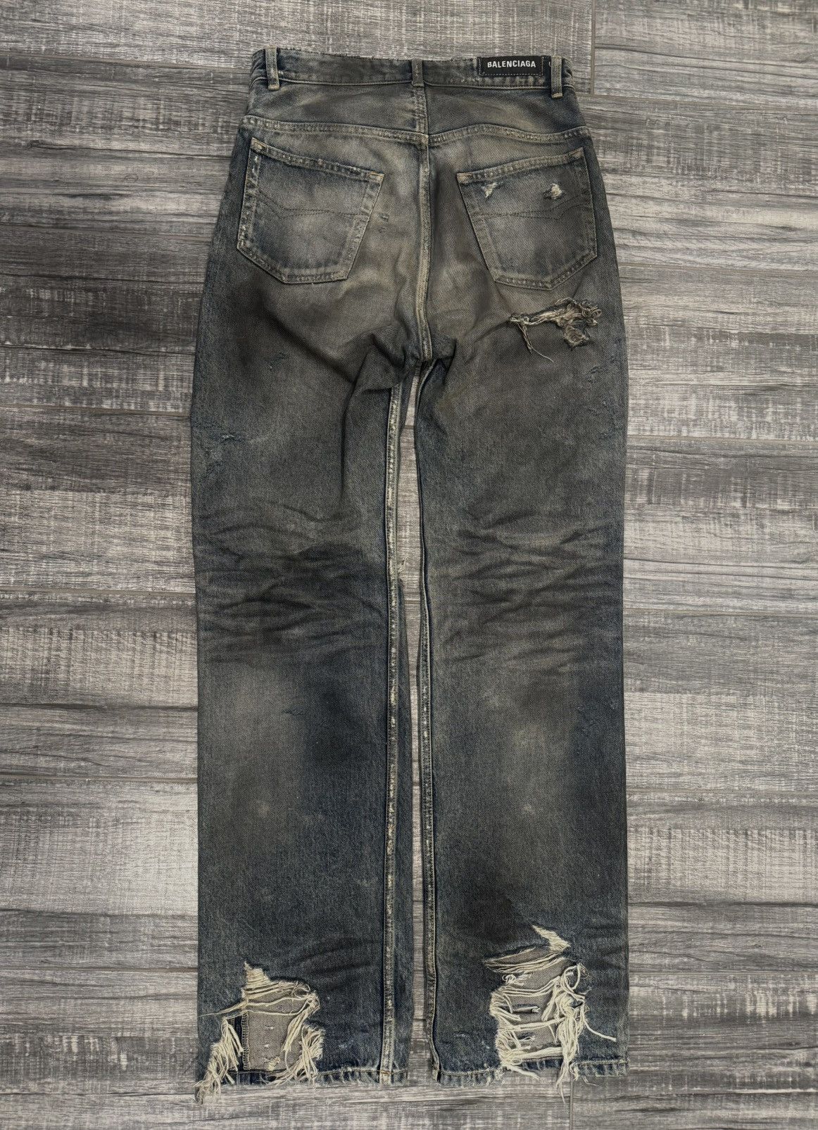 Balenciaga Balenciaga SS22 Oil Spill Mudwash Straight Fit Denims Size US 29 - 4 Thumbnail