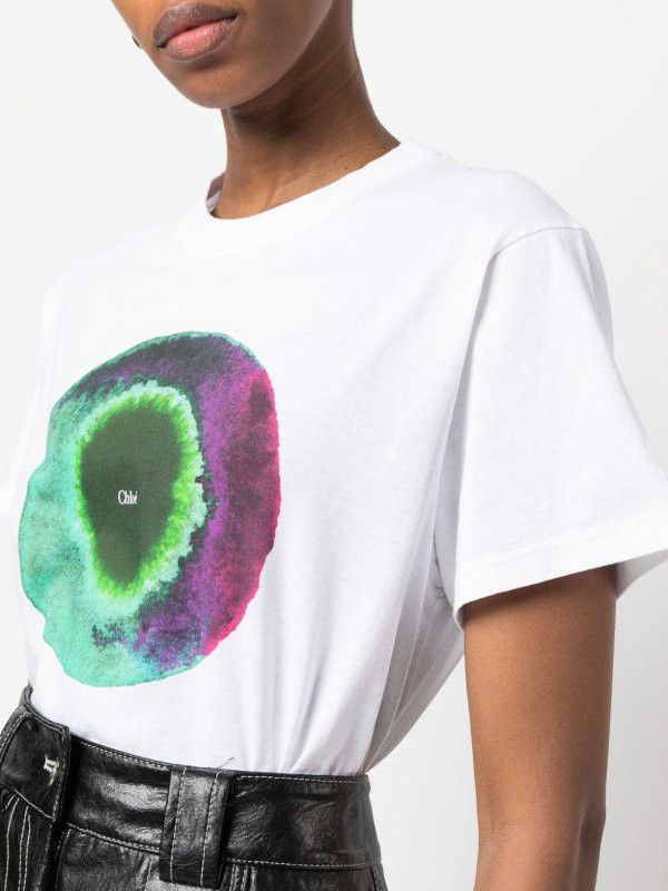 Chloe o1y0825 Short Sleeves T-Shirt in White Size XS / US 0-2 / IT 36-38 - 2 Thumbnail