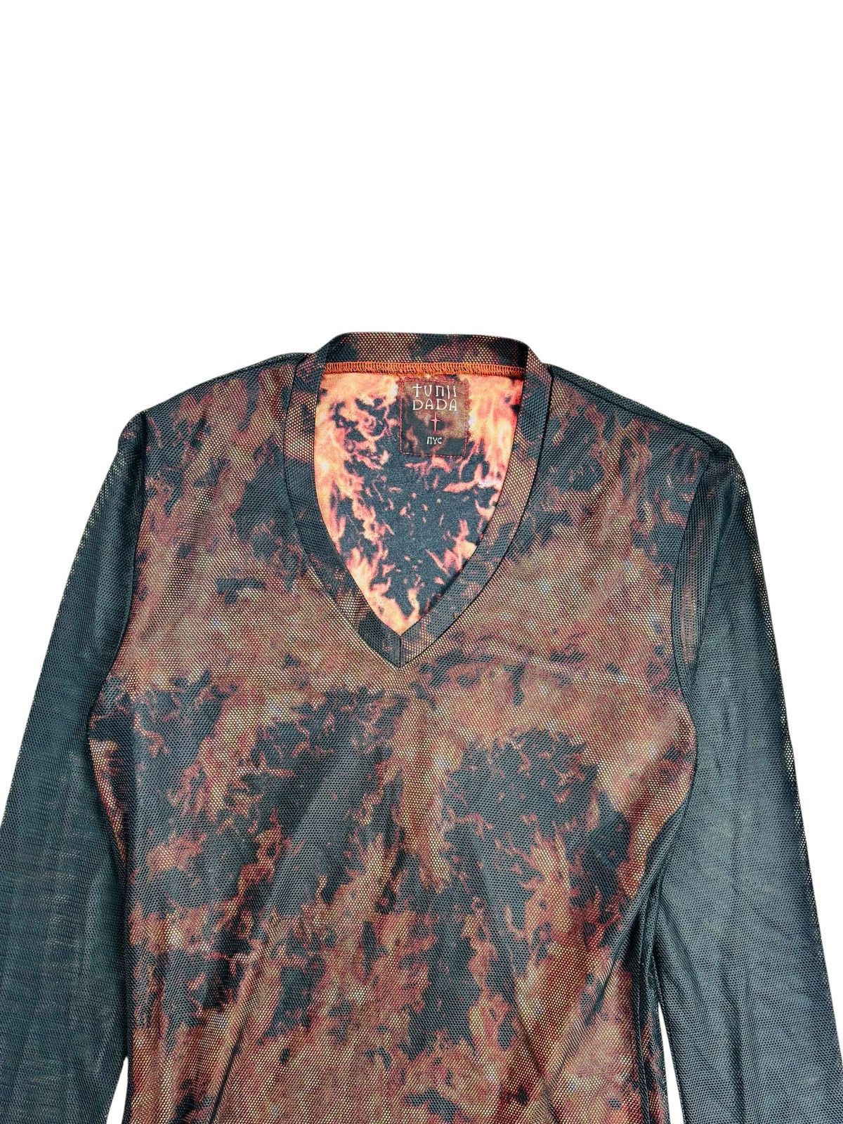 Yasuyuki Ishii 2000s Tunji Dada - V-Neck Flame Layered Fish Net Long Sleeve Size US M / EU 48-50 / 2 - 4 Thumbnail