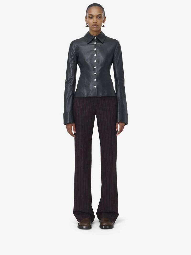 Alexander McQueen o1srvl11e0226 Leather Shirt In Black Size L / US 10 / IT 46 - 3 Thumbnail