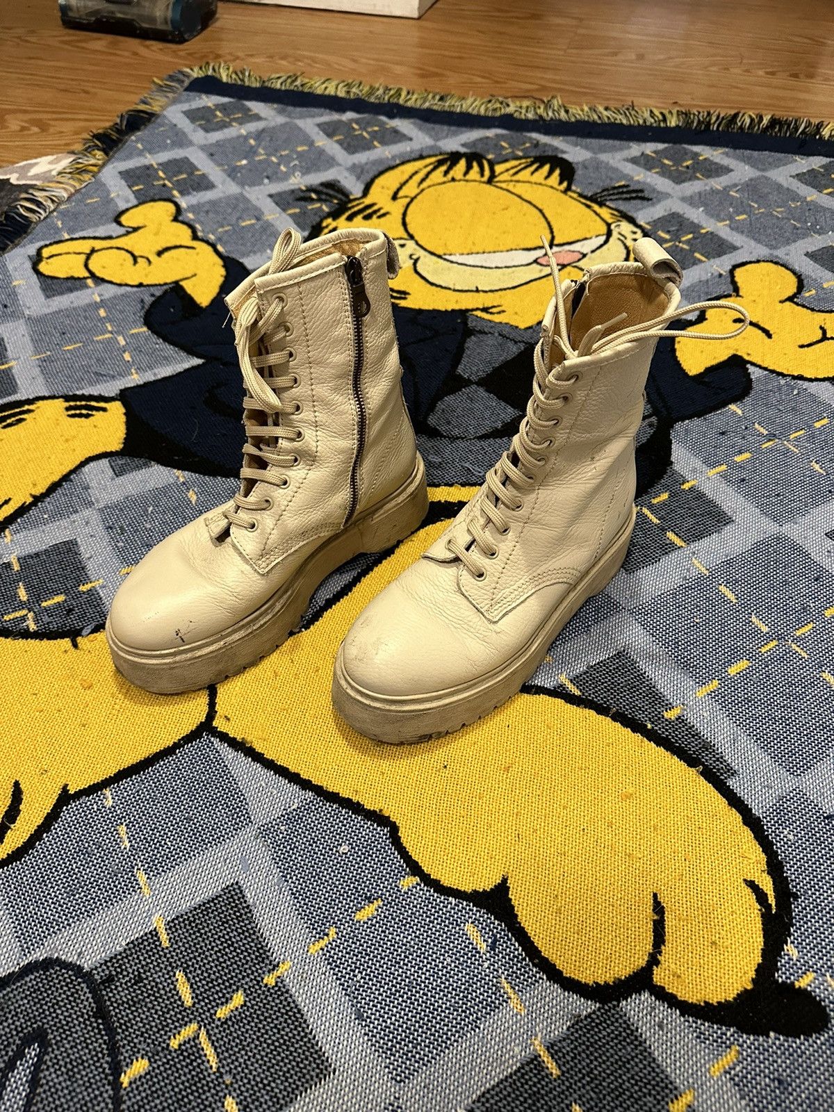 Vintage Vintage White Leather Combat Boots Size US 7 / EU 40 - 2 Thumbnail