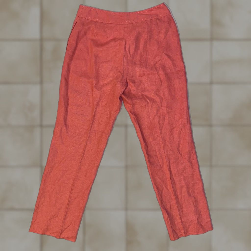 Vintage VINTAGE Rafaella Pants Womens Wide-Leg Linen 8 Pink Beachy Travel Cruise LinedKhakis Pants Size 30" / US 8 / IT 44 - 1 Thumbnail